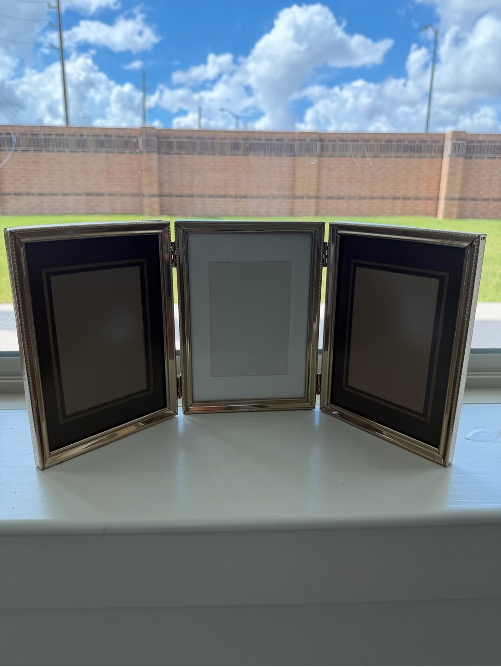 Gold Tri-Fold Photo Frame with Black Mats - Unbranded